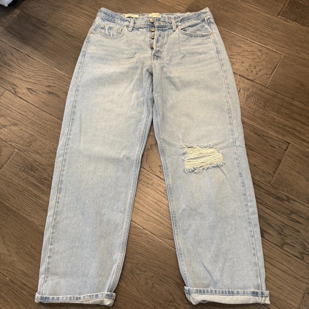 Universal Thread High Rise Blue Jeans with Distressed Detail